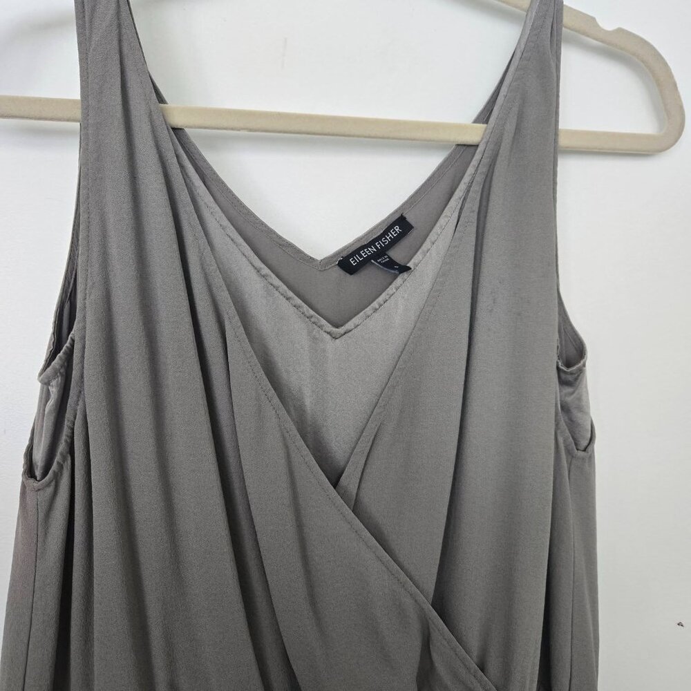 Eileen Fisher sage green silk dress sz Small